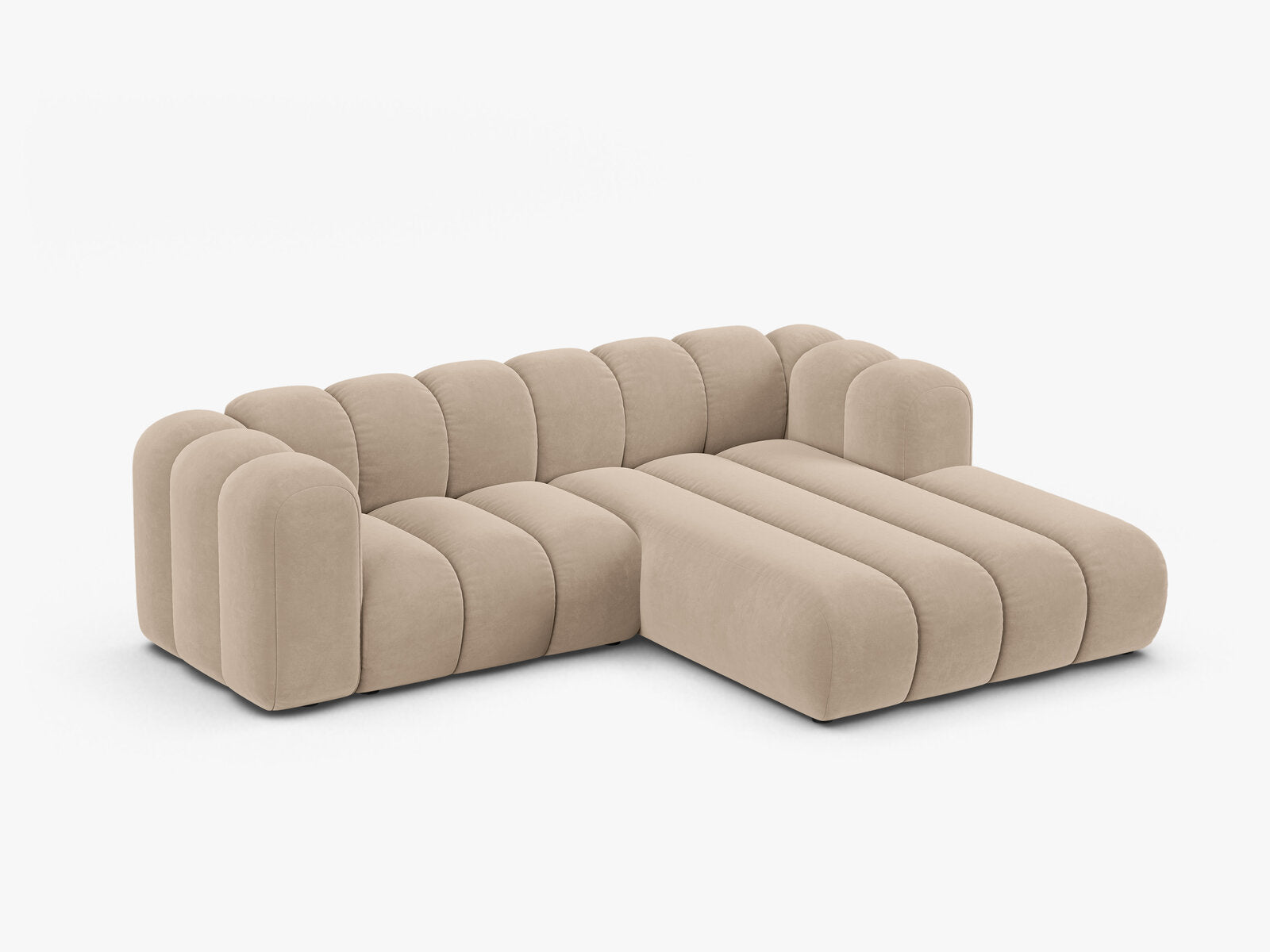 Micadoni Modulares Ecksofa Lupine 3-Sitzer Samt Venus Beige Rechts