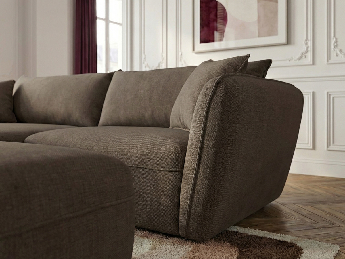 Bobochic Luigi Ecksofa mit Pouf Strukturstoff Taupe Ecke links