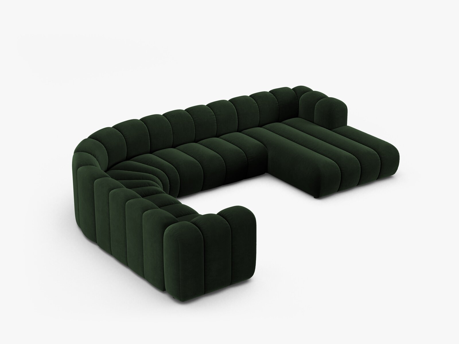 Micadoni Modulares Panorama Ecksofa Lupine 6-Sitzer Links Samt Venus Flaschengrün