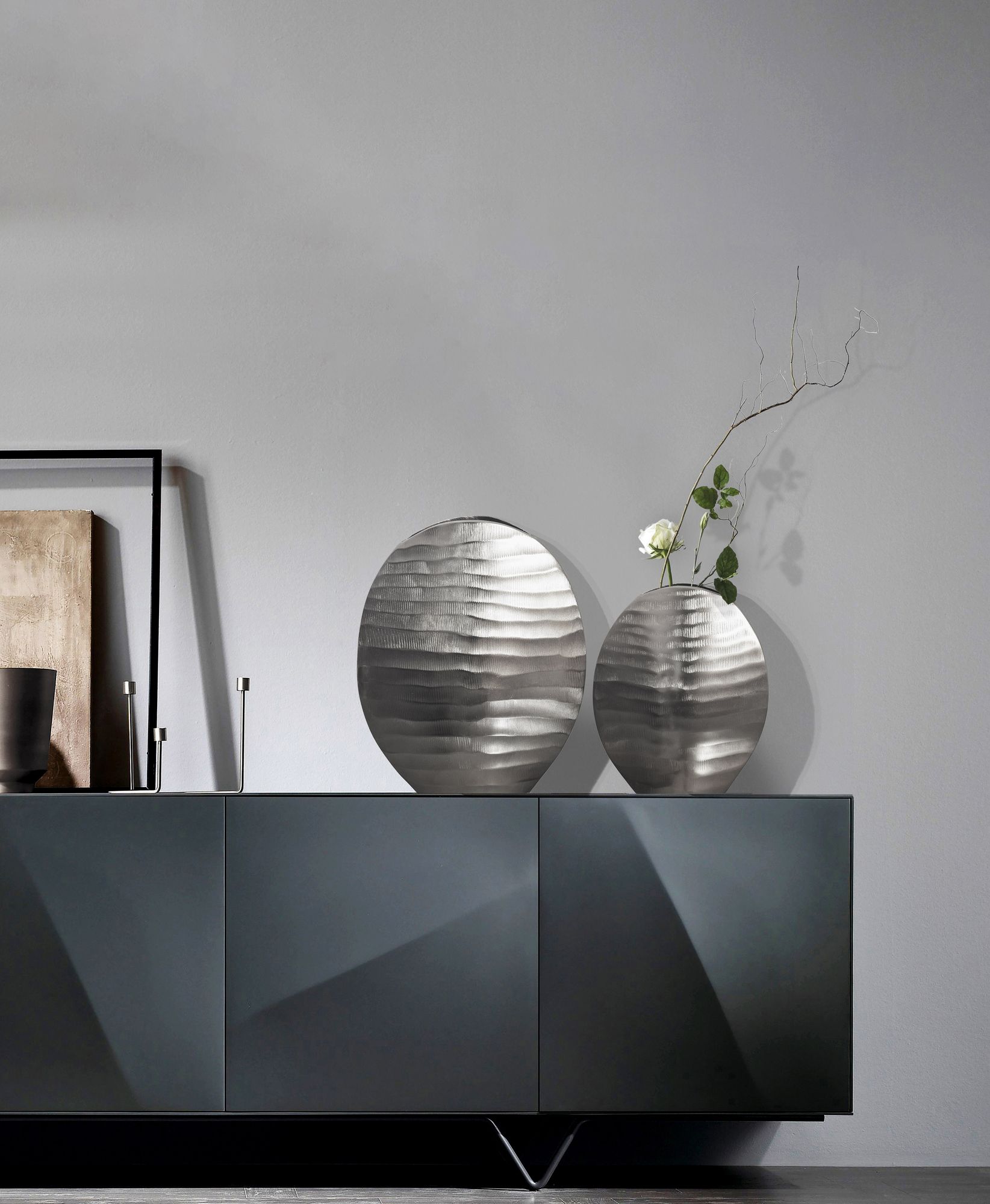 Tischvase Saltnes Aluminium Silber Ø 26 × H 31 cm