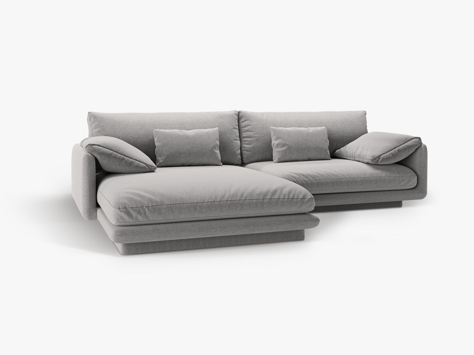 Micadoni Ecksofa Torino 4-Sitzer Links Strukturierter Stoff Hellgrau