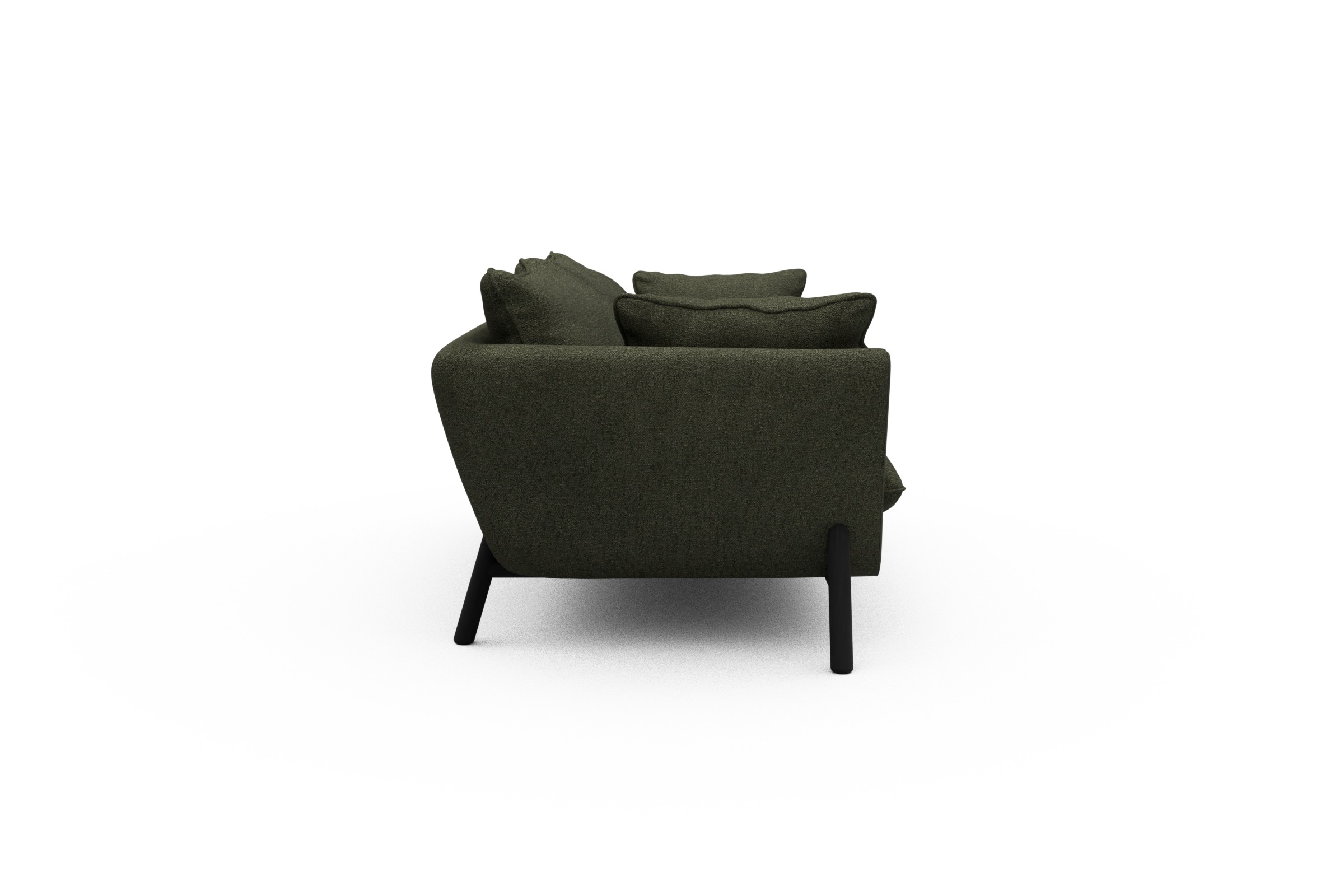 Sofa Emil PREMIUM 2-Sitzer Beinfarbe Eiche Schwarz Boucle-Forest-Green