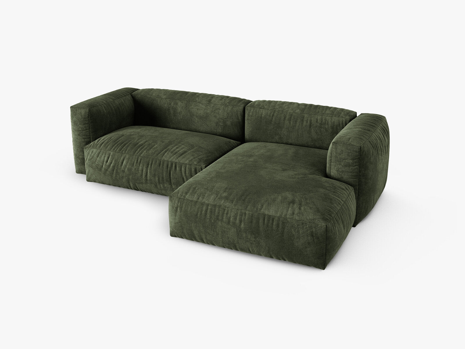Micadoni Ecksofa Martina 2-Sitzer 90cm Sitztiefe Rechts Samt Vogue Grün