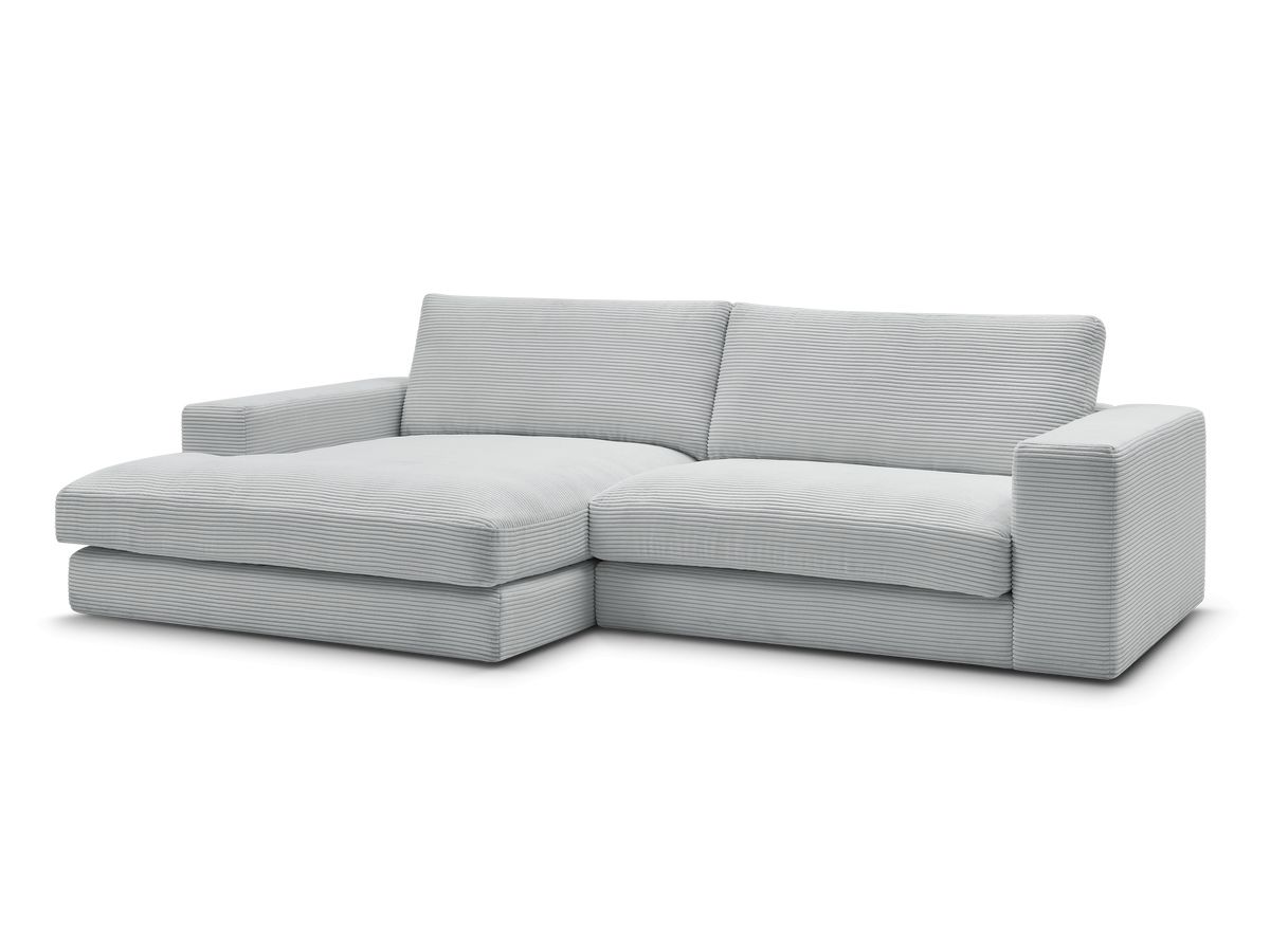 Bobochic Leonard Ecksofa 274 × 159 cm Cordsamt Hellgrau Ecke links