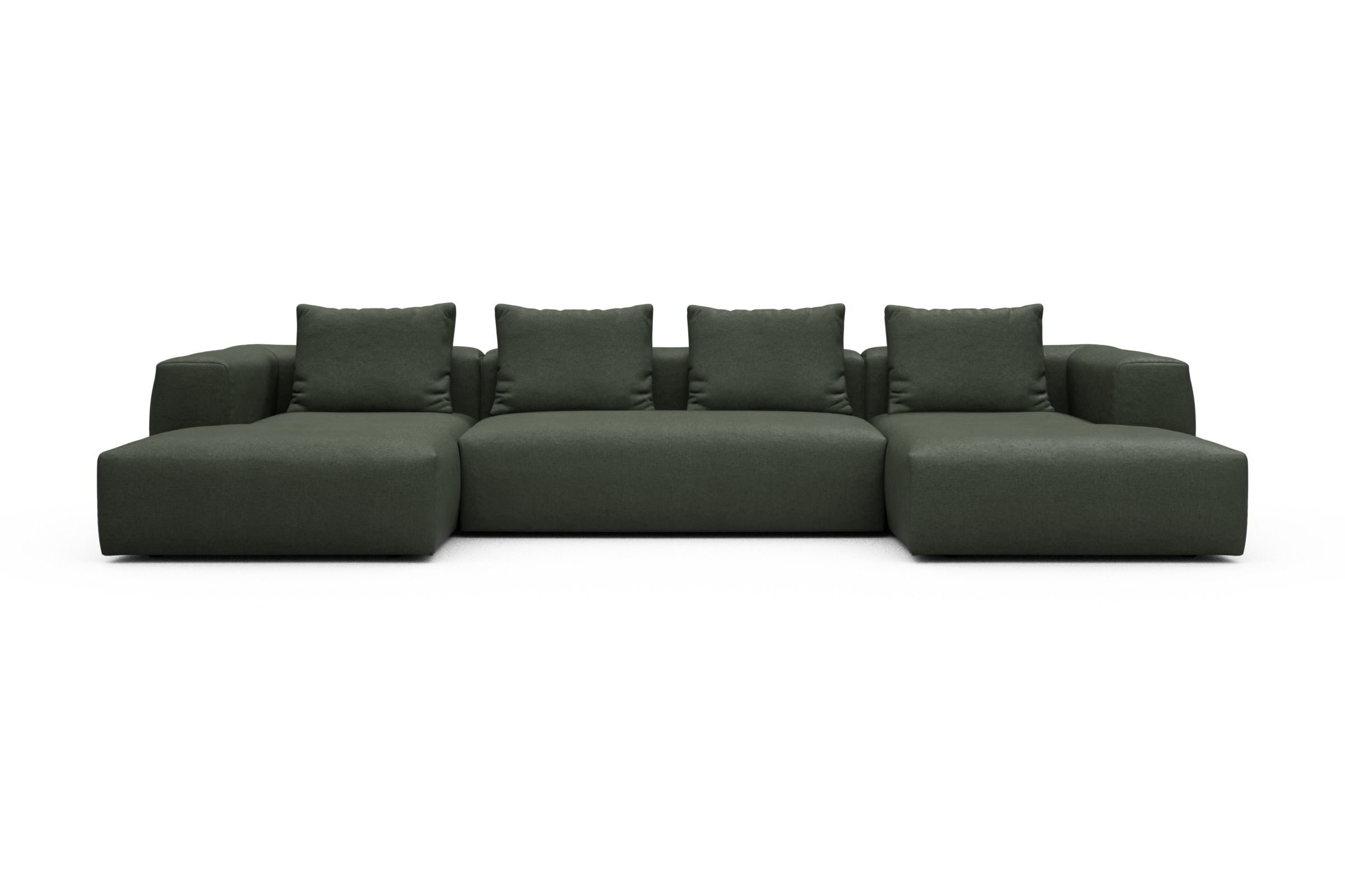 Skandi Home Wohnlandschaft Fred mit 2-Sitzer und Chaiselongue beidseitig Denari-Forest-Green moebelfaktor