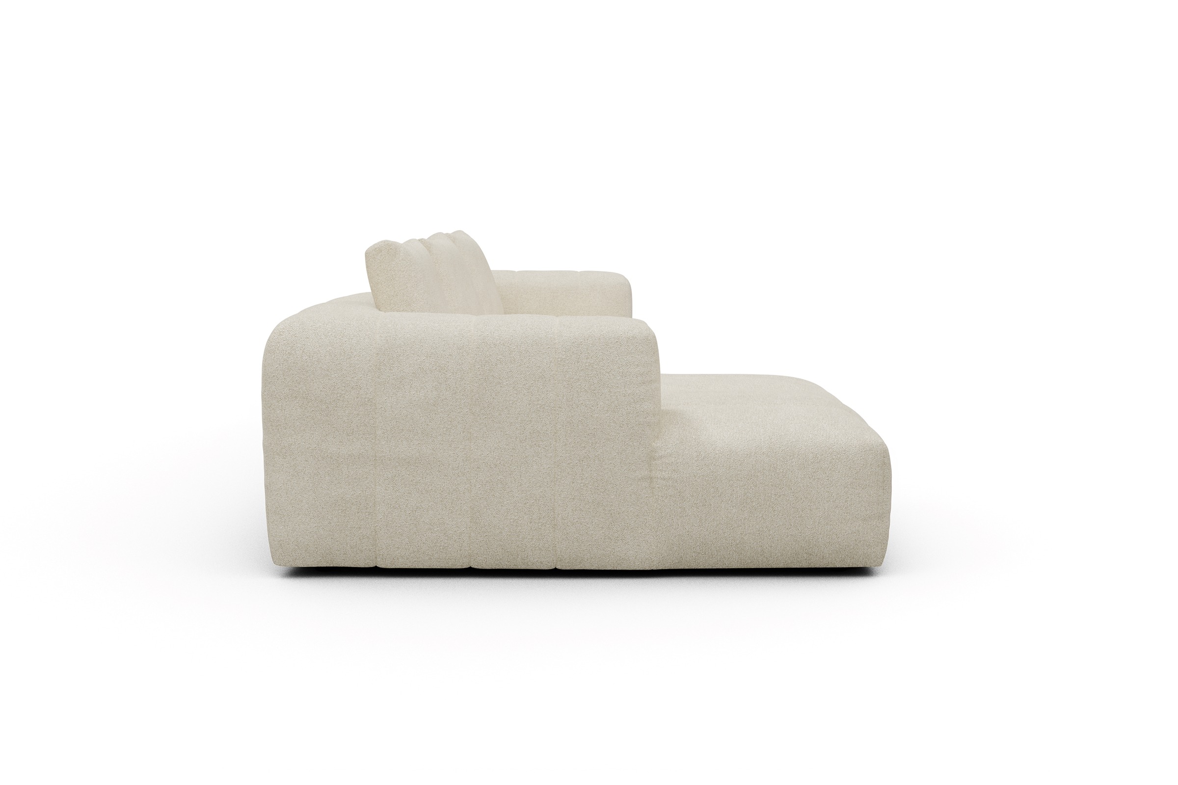 Ecksofa Hugo 2,5-Sitzer Armlehne rechts mit Chaiselongue Boucle-Off-White