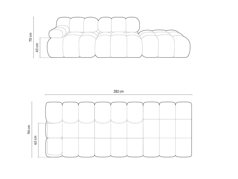 Cosmopolitan Design Modulares Sofa Cortina 4-Sitzer Samt Bluvel Königsblau Rechts