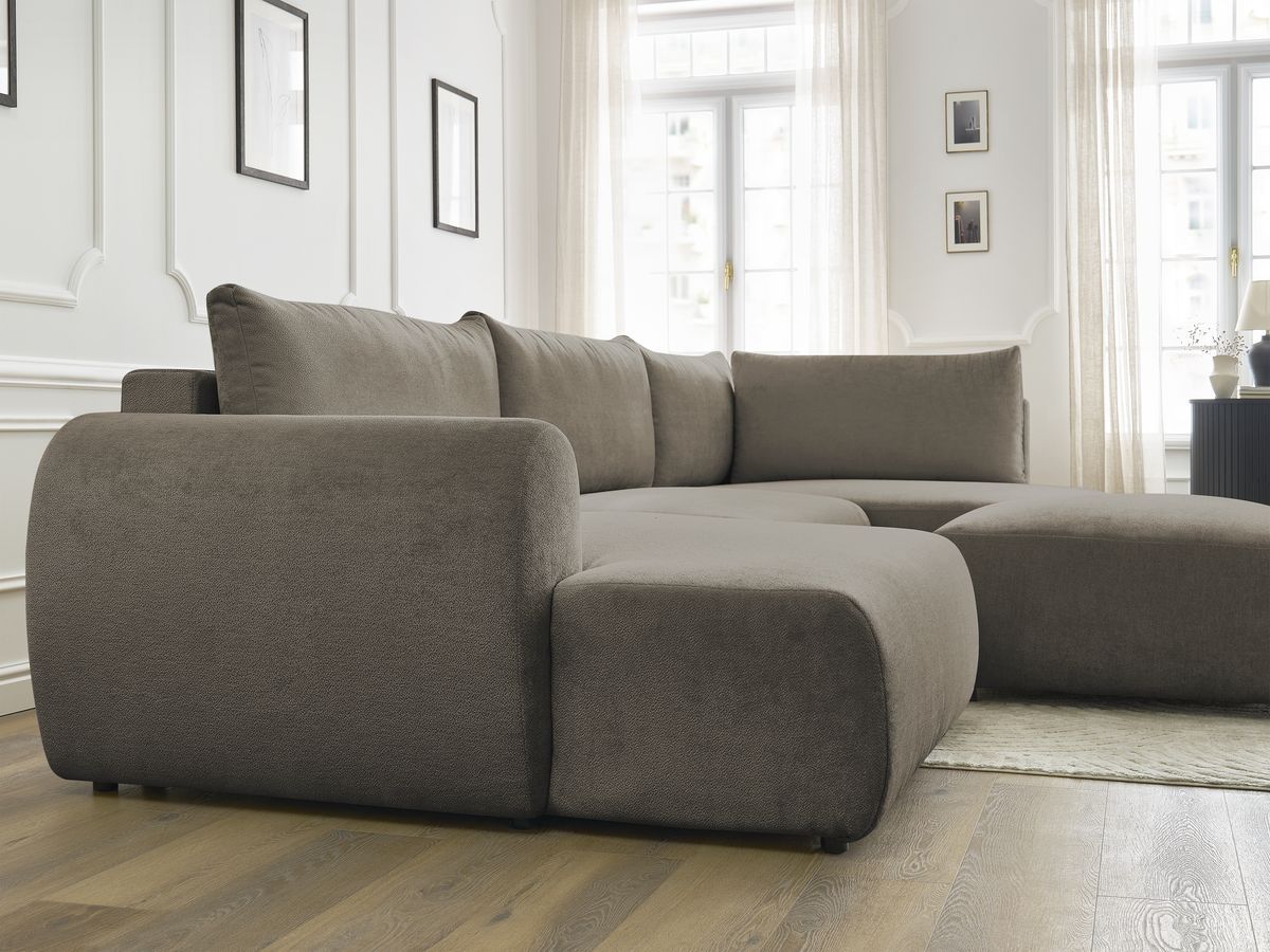 Bobochic Lucien Wohnlandschaft mit Pouf Stoff Taupe Ecke links