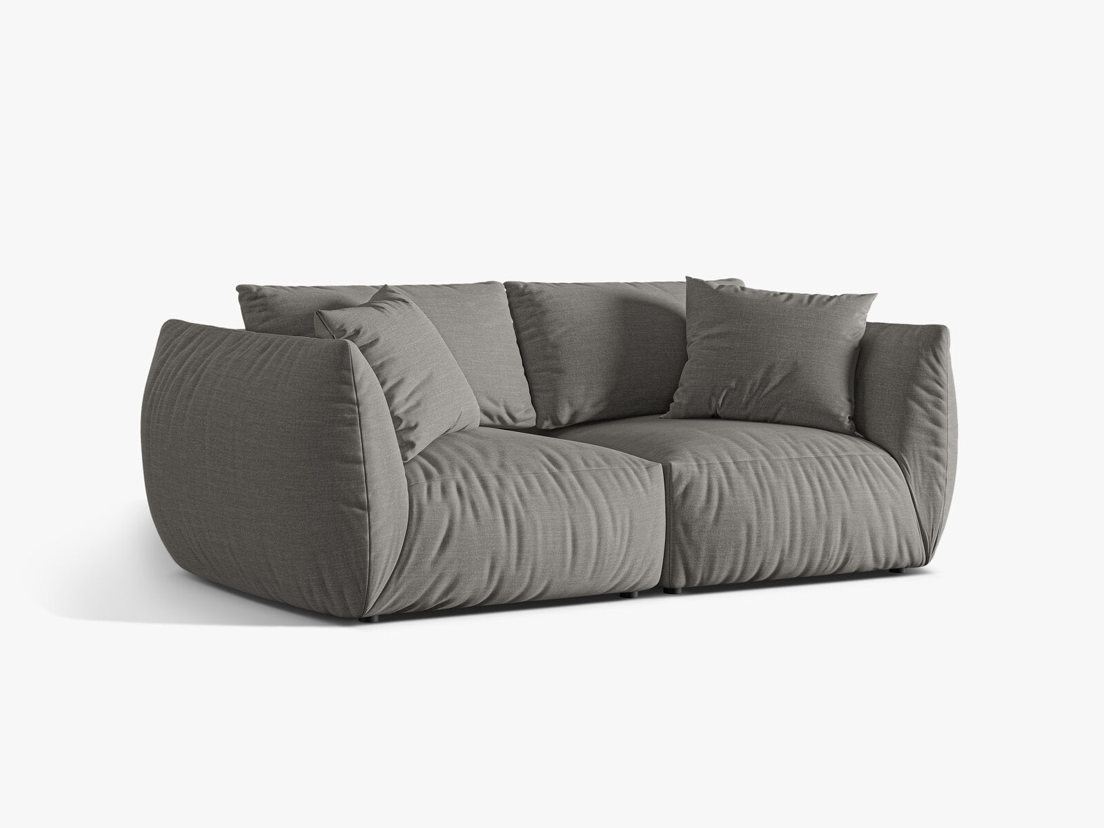 Micadoni Sofa Chris 3-Sitzer Strukturierter Stoff Warmes Grau