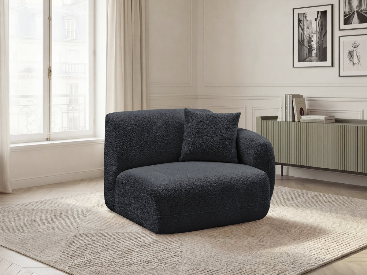 Bobochic Anda Sofamodul 1-Sitzer 104 × 103 cm Chenille Schwarz Ecke rechts