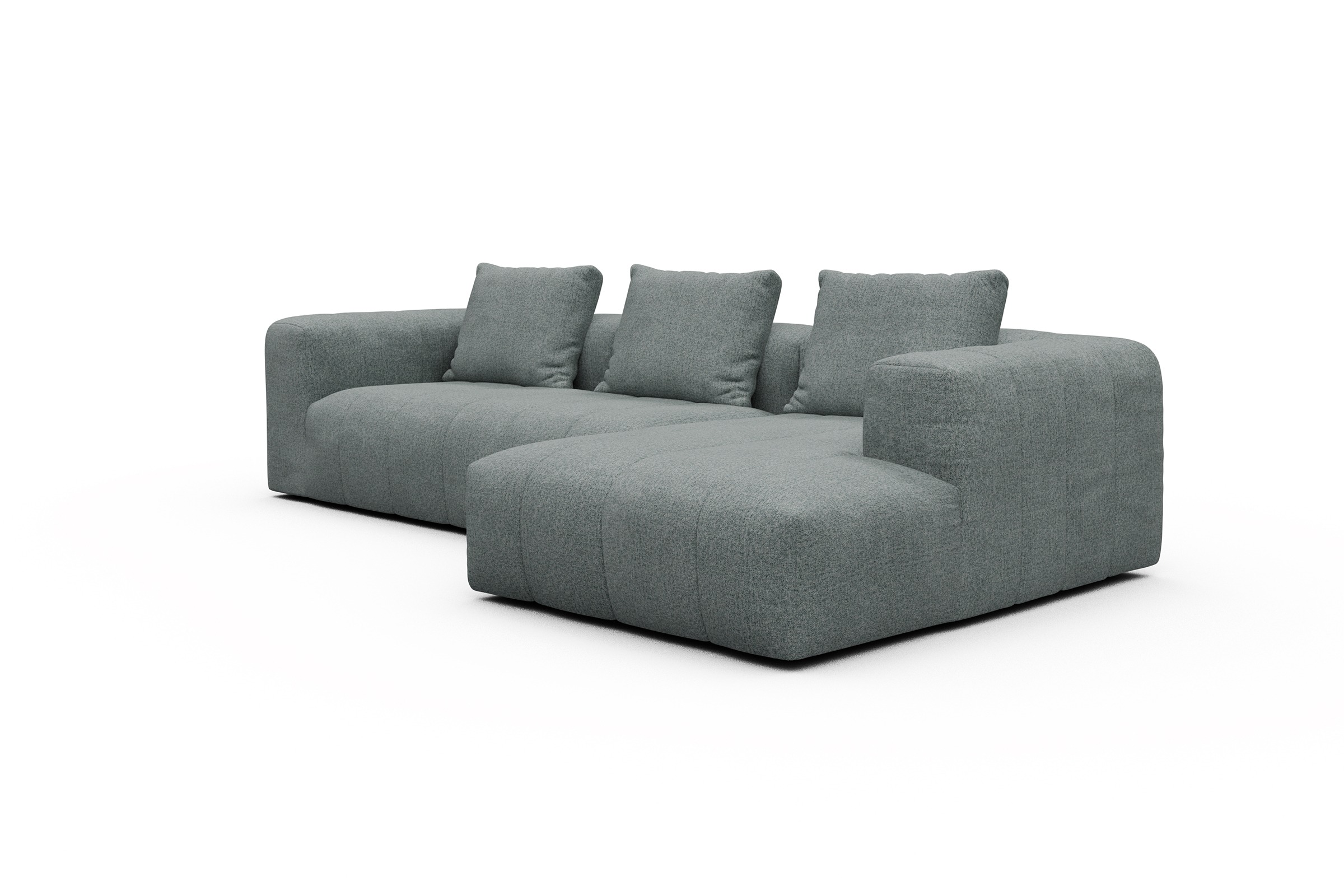Ecksofa Hugo 2,5-Sitzer Armlehne links mit Chaiselongue Casone-Light-Mixed-Green