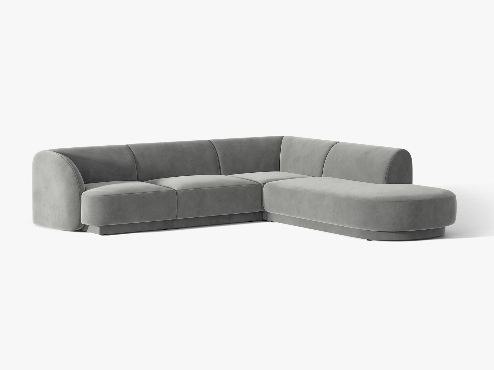 Micadoni Ecksofa Miley 6-Sitzer Rechts Samt Venus Hellgrau