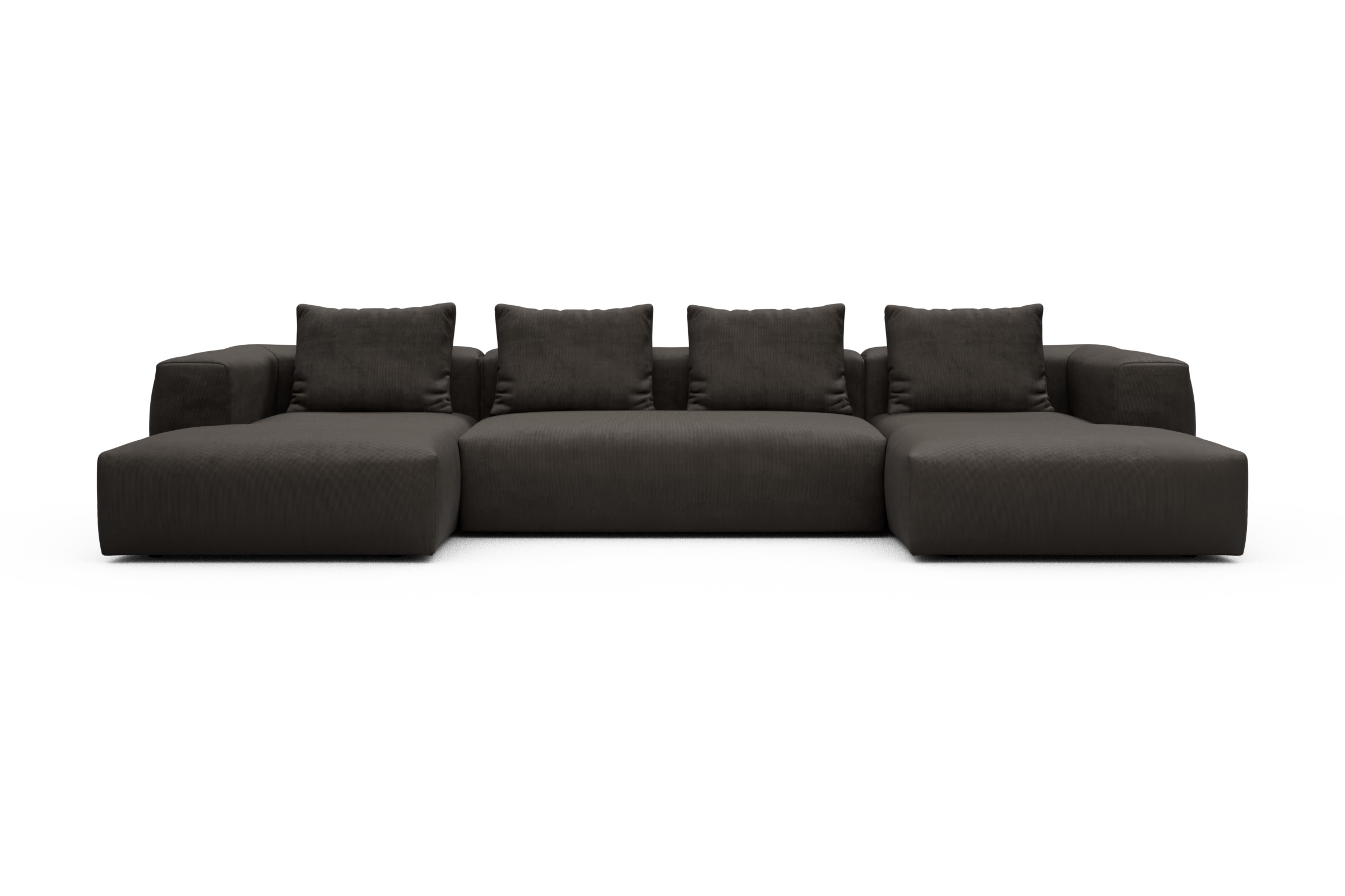 Skandi Home Wohnlandschaft Fred mit 2-Sitzer und Chaiselongue beidseitig Cordufine-Taupe moebelfaktor