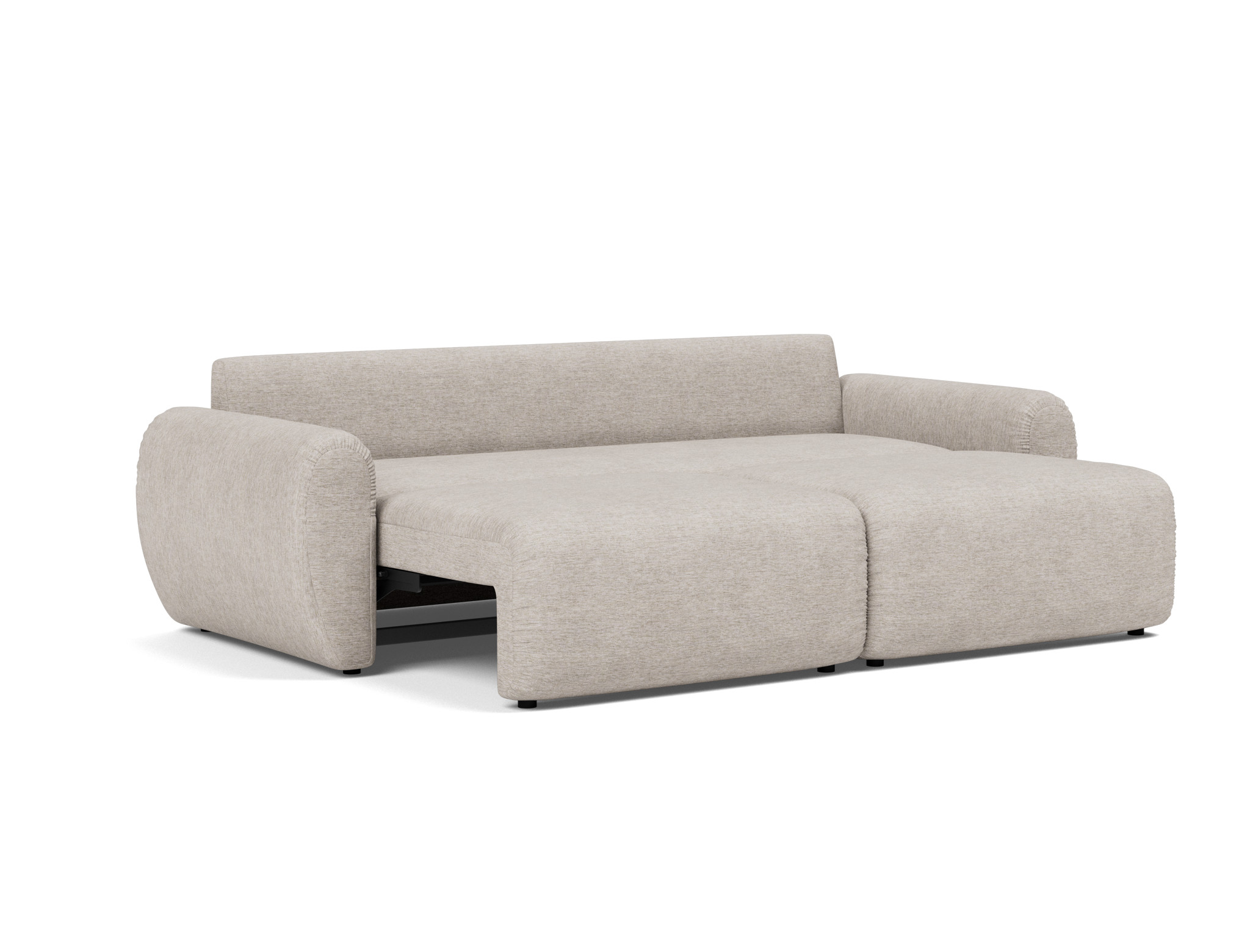 Schlafsofa Norum mit Curve-Armlehnen Chenille Yuveno 471-Sand