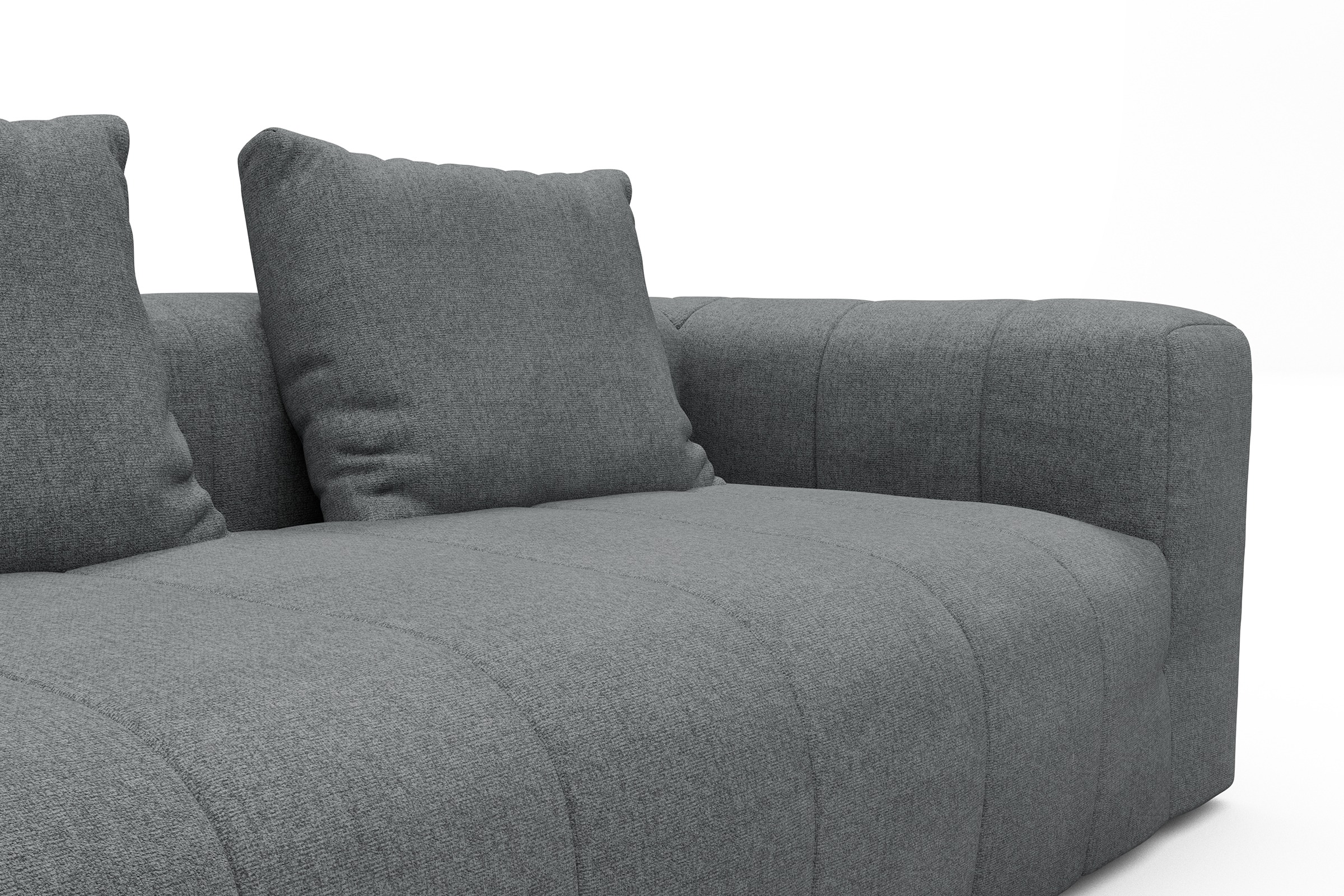 Ecksofa Hugo 2x 2,5-Sitzer Armlehne rechts Casone-Gravel-Grey