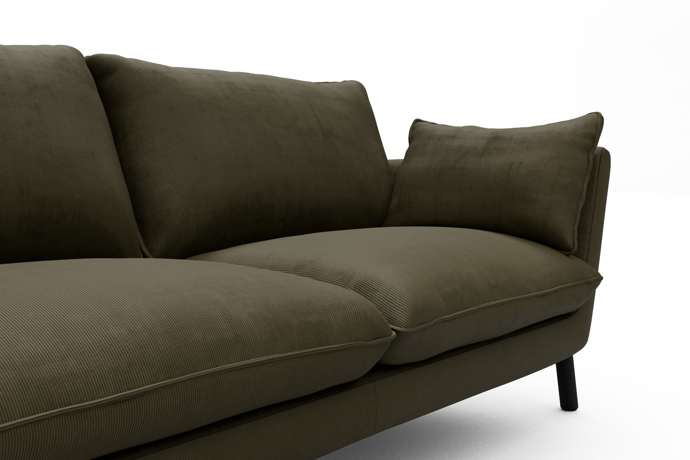 Sofa Emil 2-Sitzer Beinfarbe Eiche Schwarz Cordufine-Pine-Green