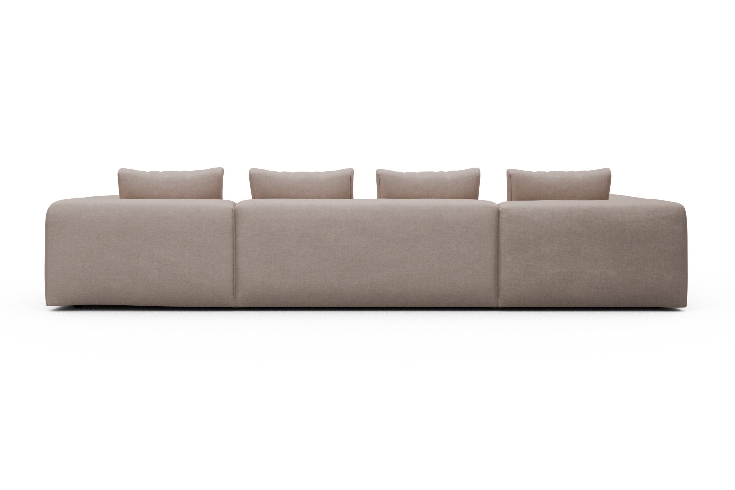 Wohnlandschaft Fred Relax-Ecke links mit 2-Sitzer und Chaiselongue rechts Strukturierter Stoff Weda 300-Weda-Sand
