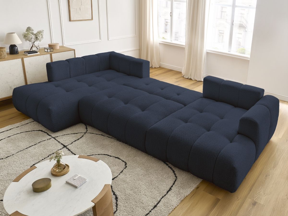 Bobochic Fuji Wohnlandschaft Bouclé-Stoff Dunkelblau Ecke rechts