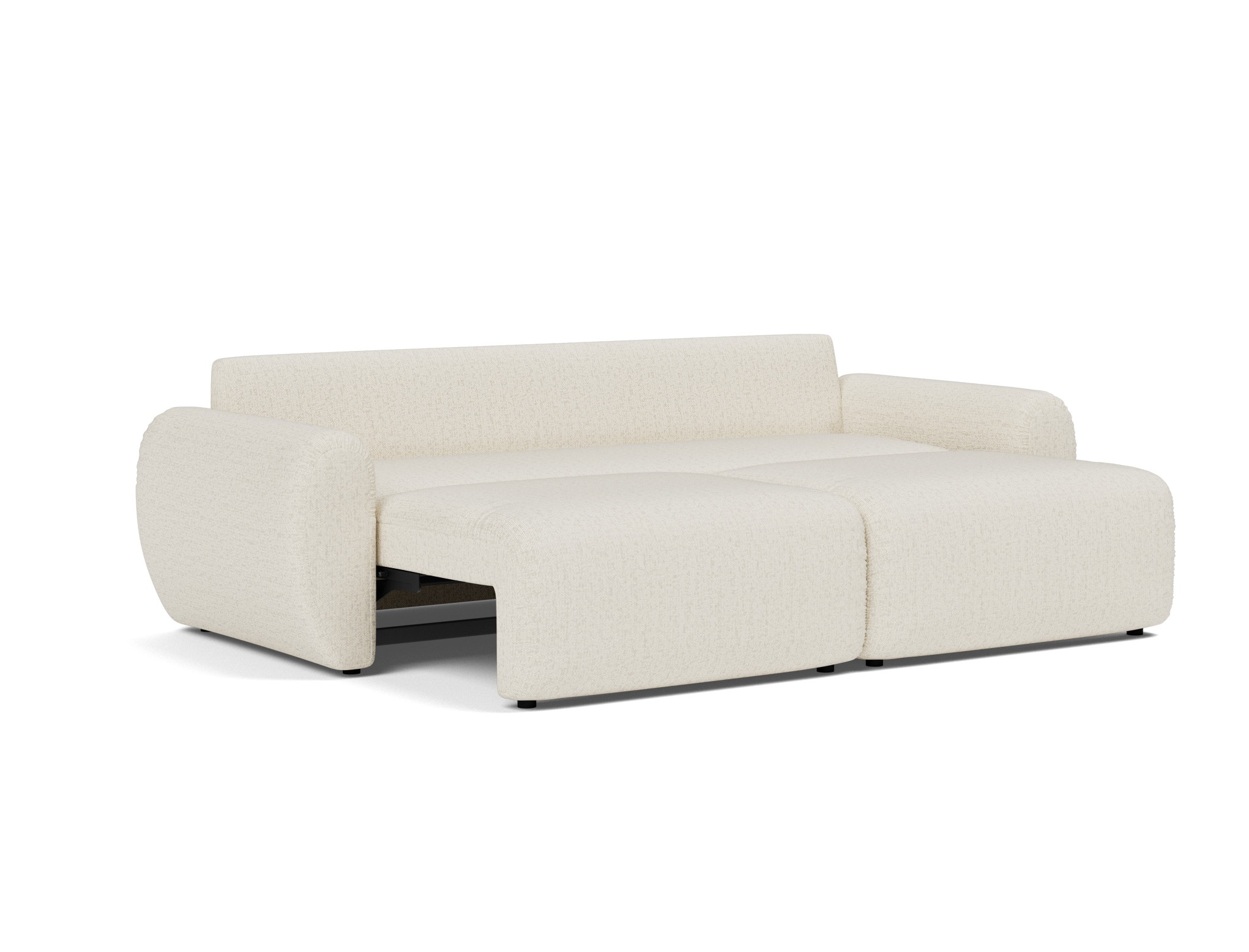 Schlafsofa Norum mit Curve-Armlehnen Boucle Skandi 531-Off-White