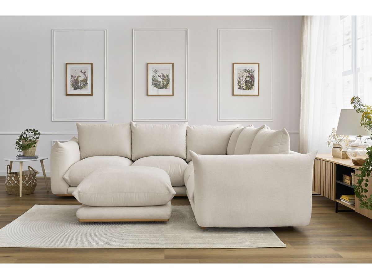 Bobochic Ernest Ecksofa mit Pouf Stoff Beige