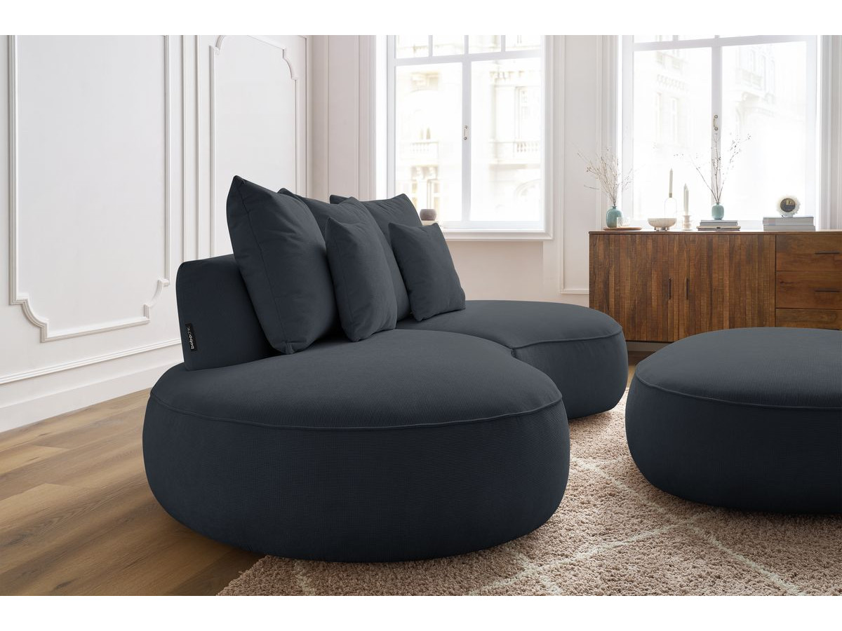 Bobochic Saint-germain Sofa 5-Sitzer mit Pouf Strukturstoff Dunkelgrau