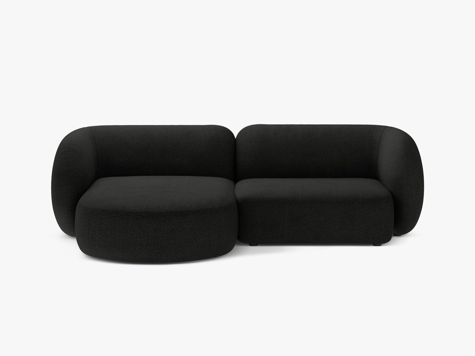 Micadoni Ecksofa Kate 2-Sitzer Links Boucle Schwarz