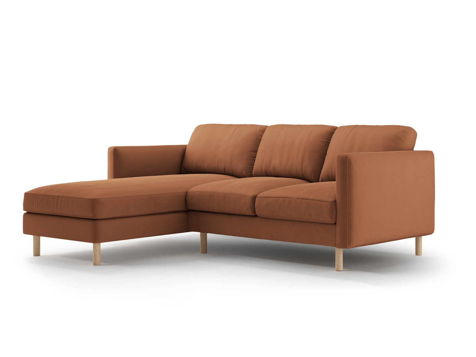 Micadoni Ecksofa Eden 3-Sitzer Links Samt Honig