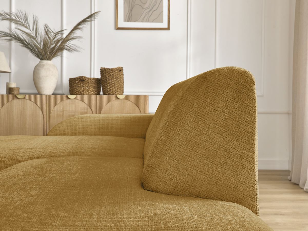 Bobochic Sirius Ecksofa 300 × 170 cm Strukturstoff Gelb Ecke links