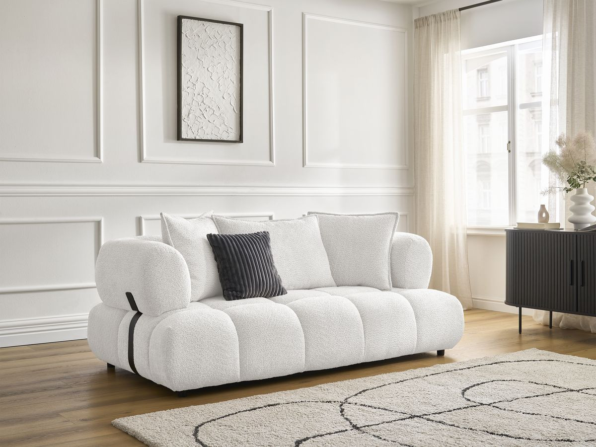 Bobochic Alya Sofa 2-Sitzer Bouclé-Stoff Weiß