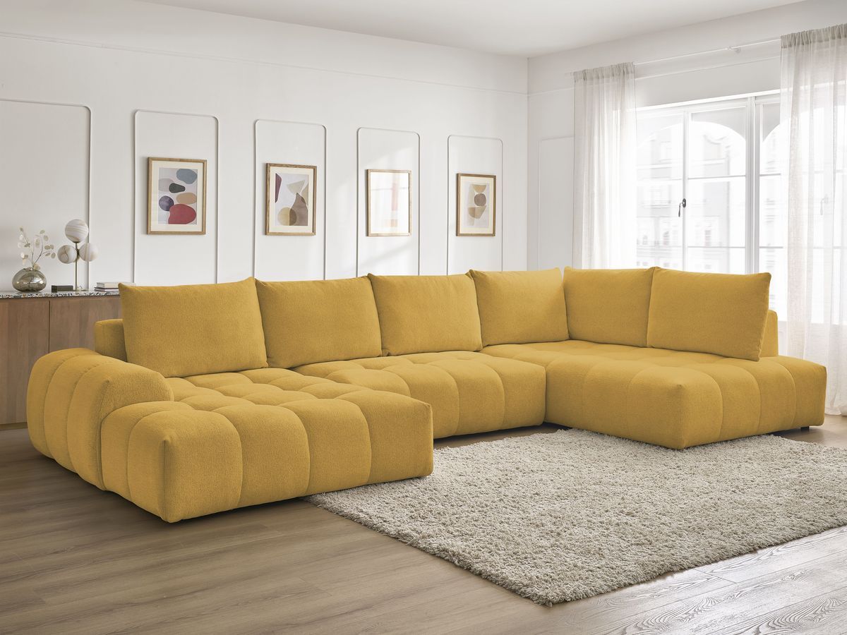 Bobochic Everest Wohnlandschaft, 6 Kissen Melange-Stoff Gelb Ecke links