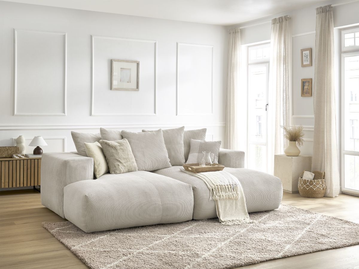 Bobochic Voltaire Sofa 4-Sitzer 248 × 170 cm Cordsamt Beige