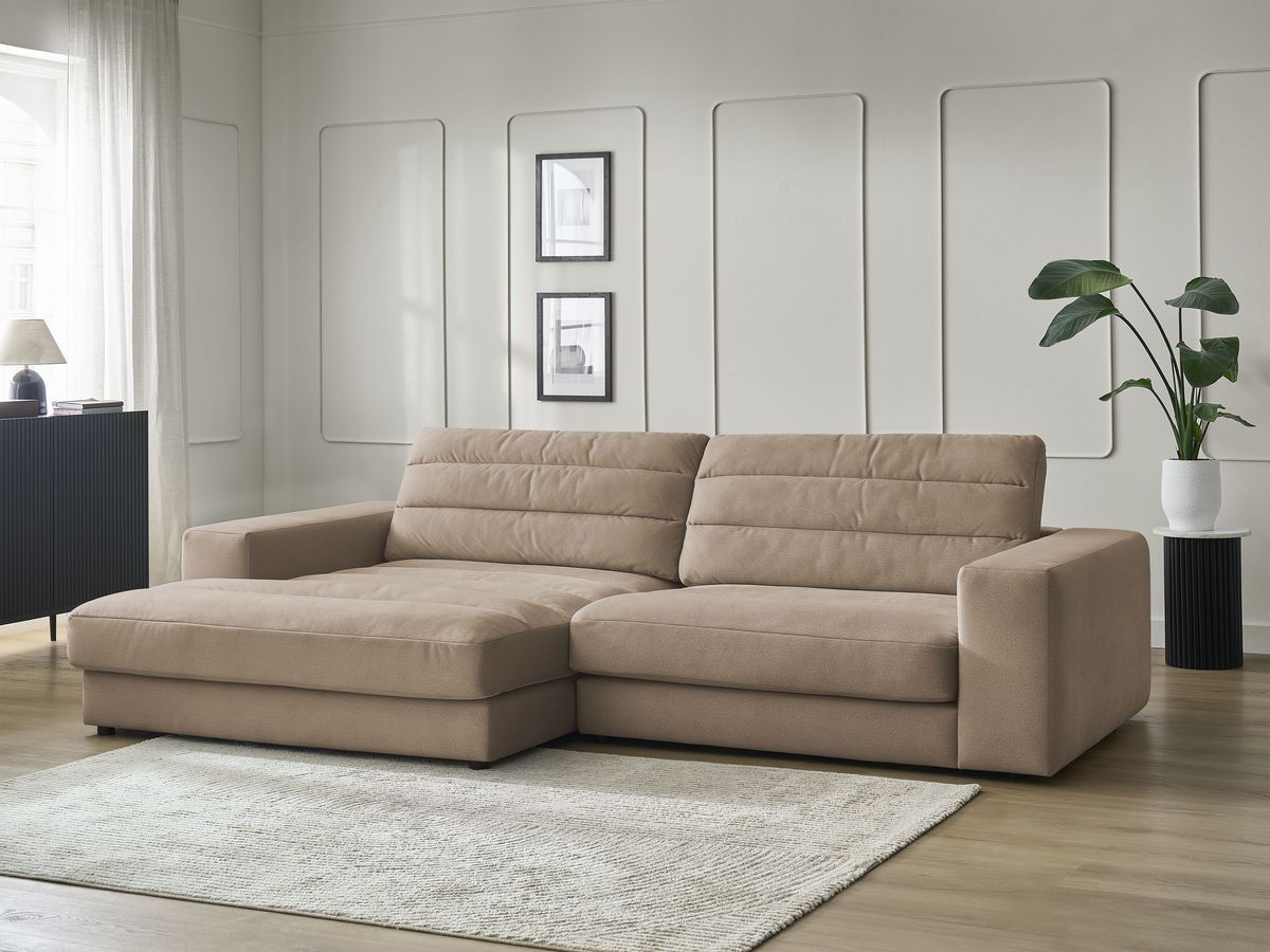Bobochic Sierra Ecksofa Samt Taupe Ecke links