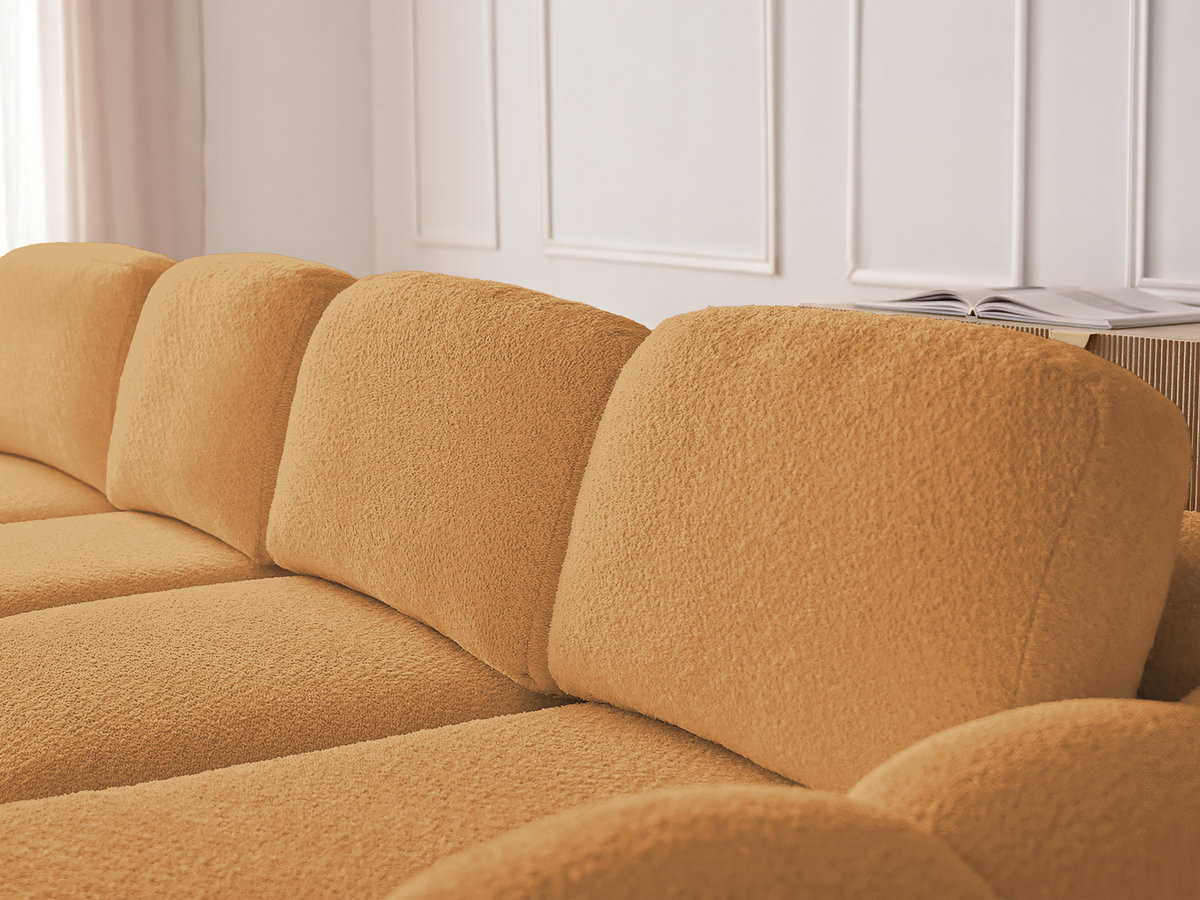Bobochic Montaigne Ecksofa mit Schlaffunktion und Bettkasten 288 × 196 cm Bouclé-Stoff Gelb Ecke rechts