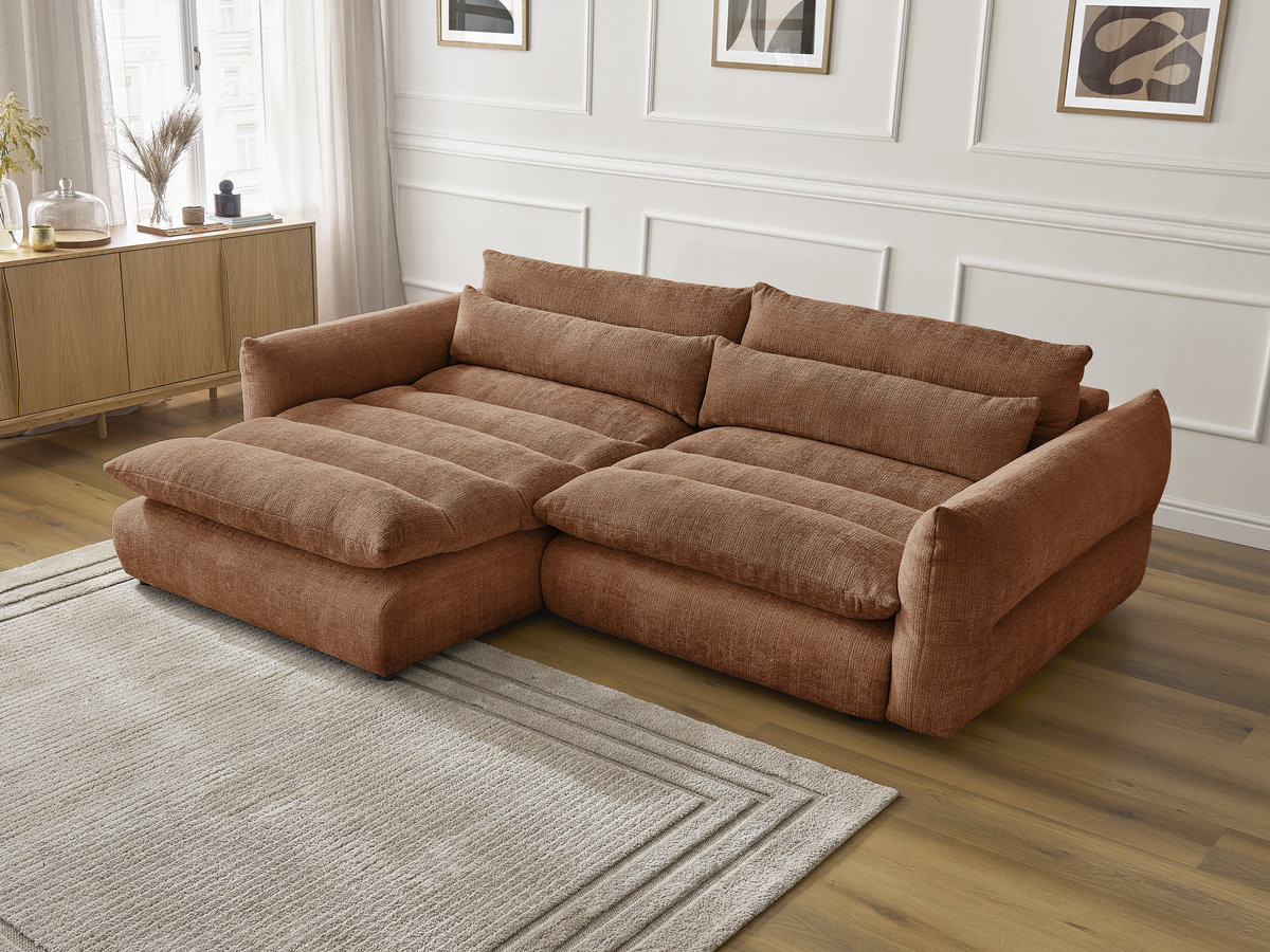 Bobochic Neil Ecksofa Strukturstoff Orange Ecke links