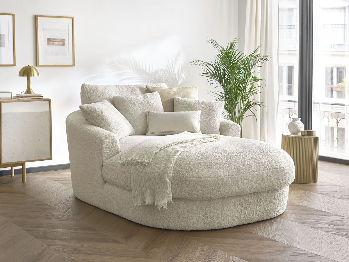 Bobochic Belem Méridienne-Modul Bouclé-Stoff Beige