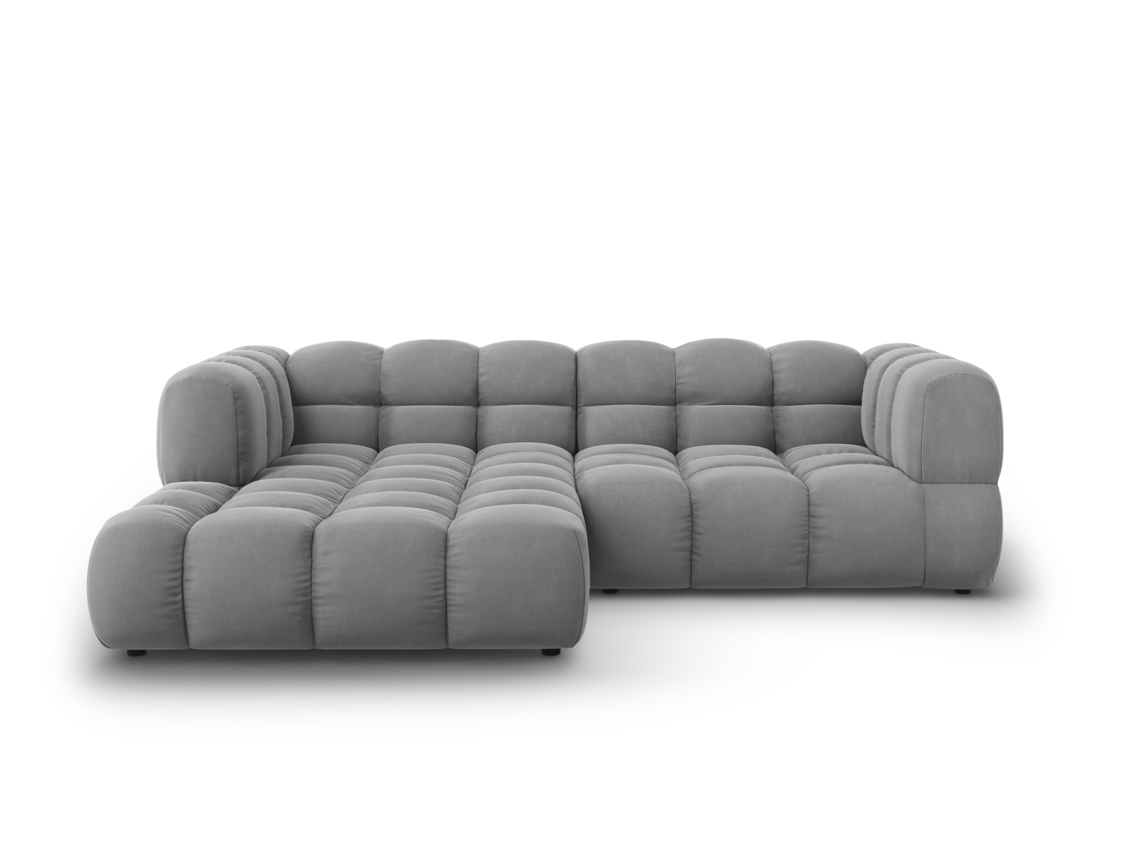 Cosmopolitan Design Ecksofa Sky 3-Sitzer Samt Casino Hellgrau Links