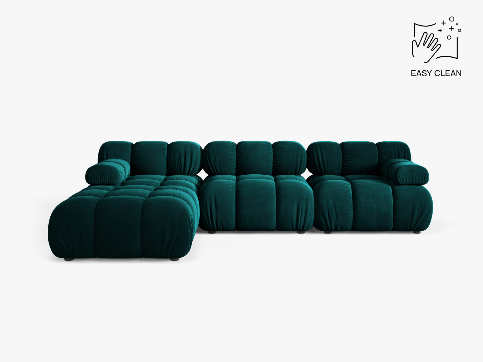 Micadoni Modulares Sofa Bellis 4-Sitzer mit flachem Modul Samt Venus Dunkel Petrol