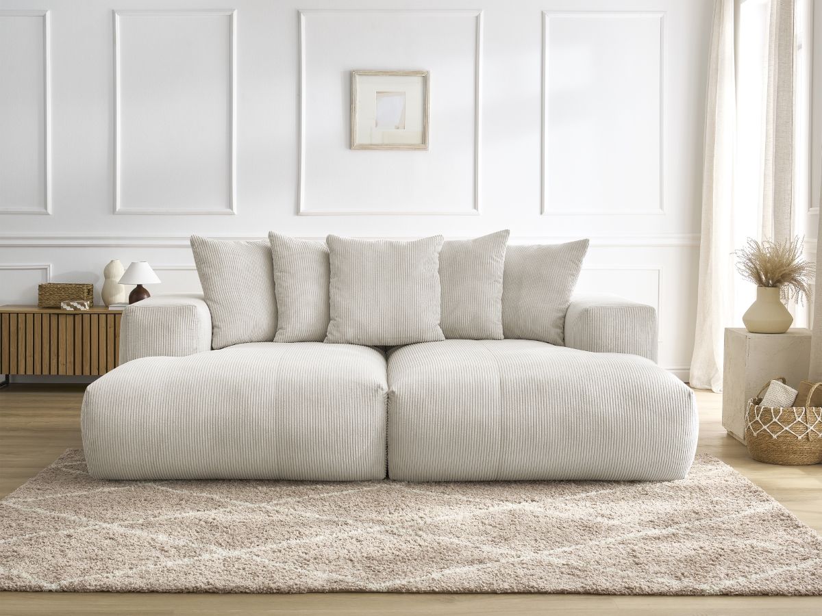 Bobochic Voltaire Sofa 4-Sitzer 248 × 170 cm Cordsamt Beige