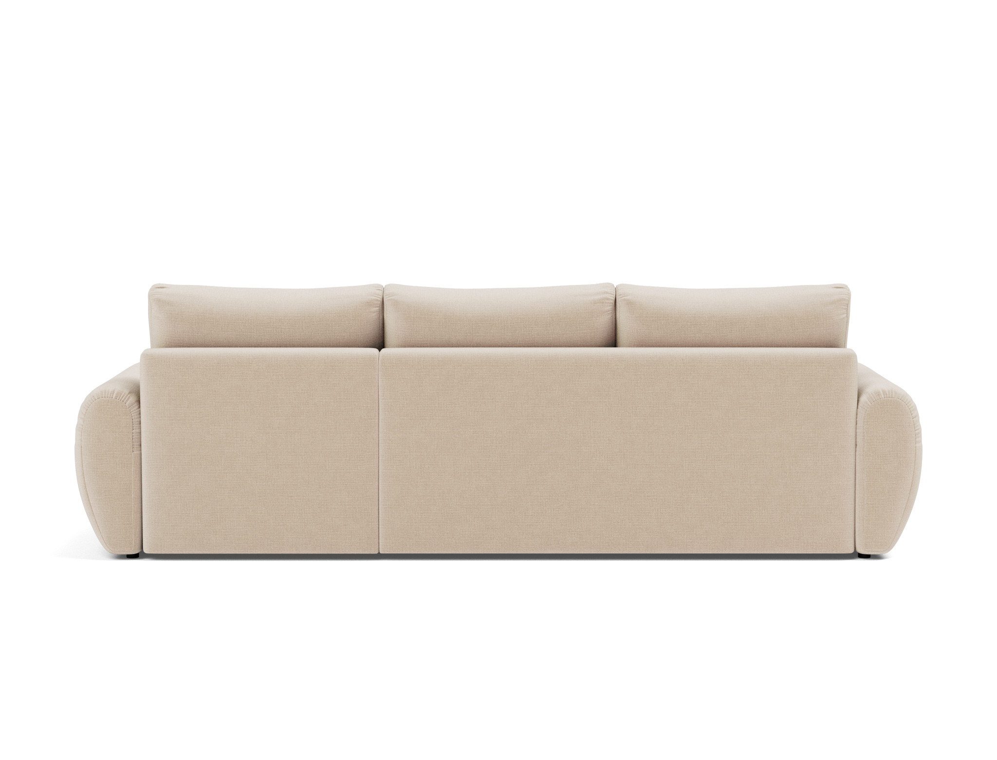 Schlafsofa Norum mit Chaiselongue und Curve-Armlehnen Chenille Esina 410-Almond-Beige
