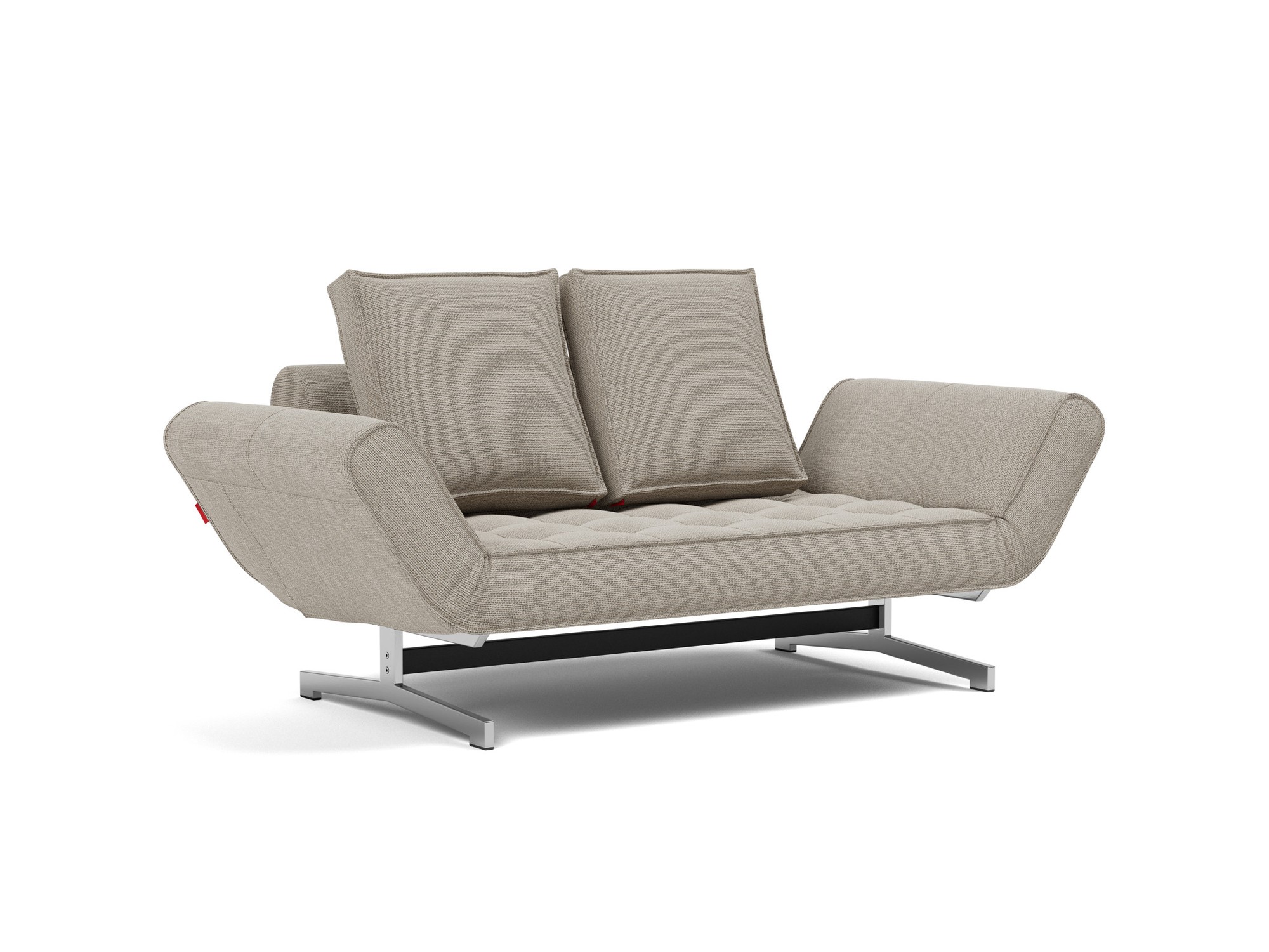 Tagesbett Ghia Strukturierter Stoff Kenya 579-Gravel Beine Chrom