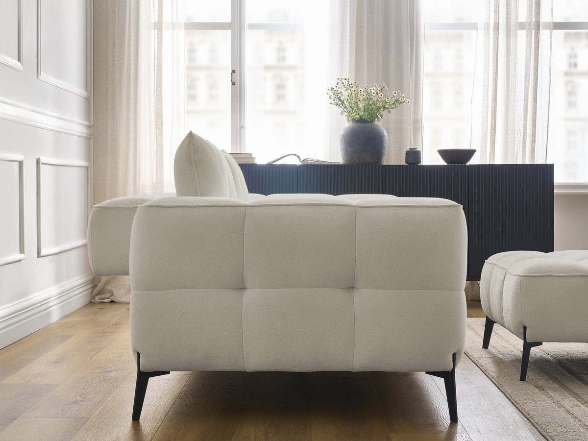 Bobochic Anis Sofa 2-Sitzer mit Pouf Strukturstoff Beige