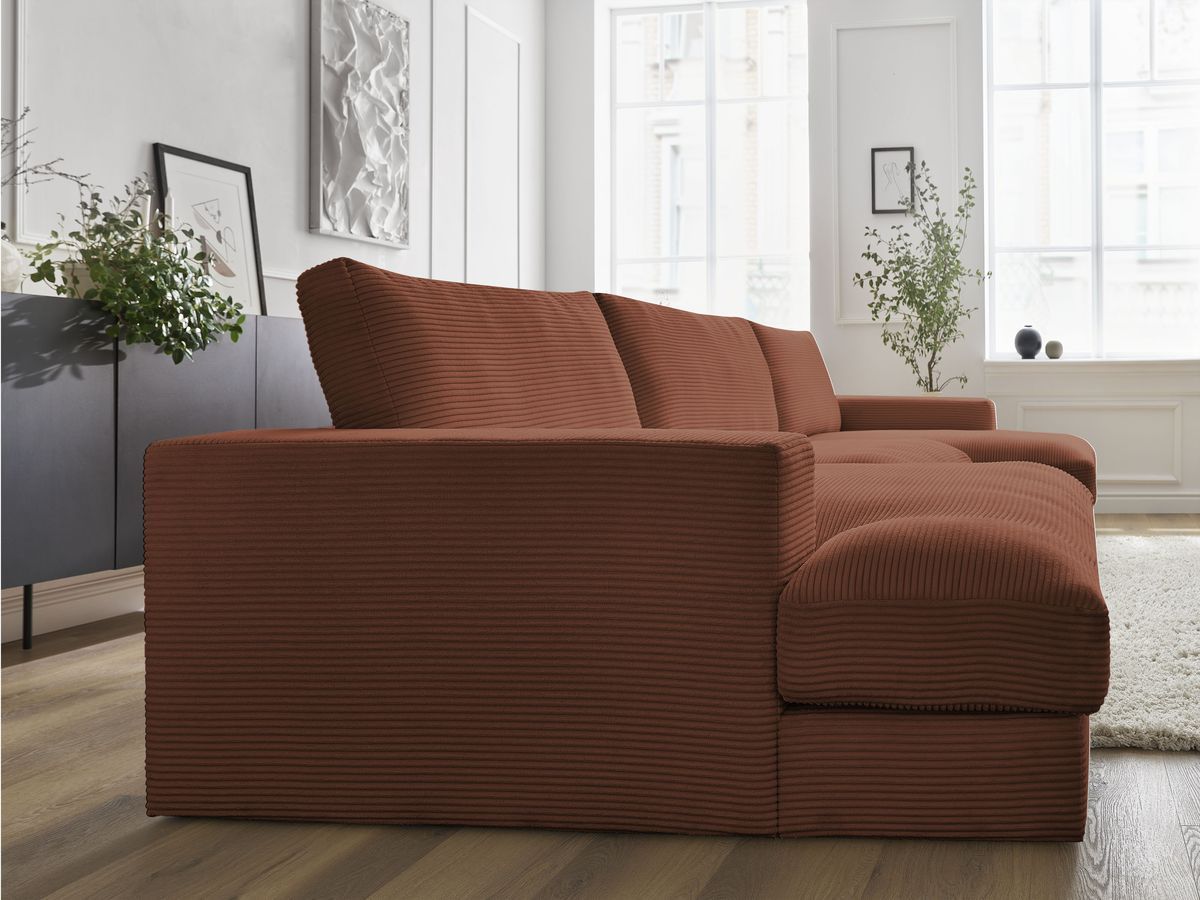 Bobochic Leonard Wohnlandschaft 349 × 159 cm Cordsamt Orange