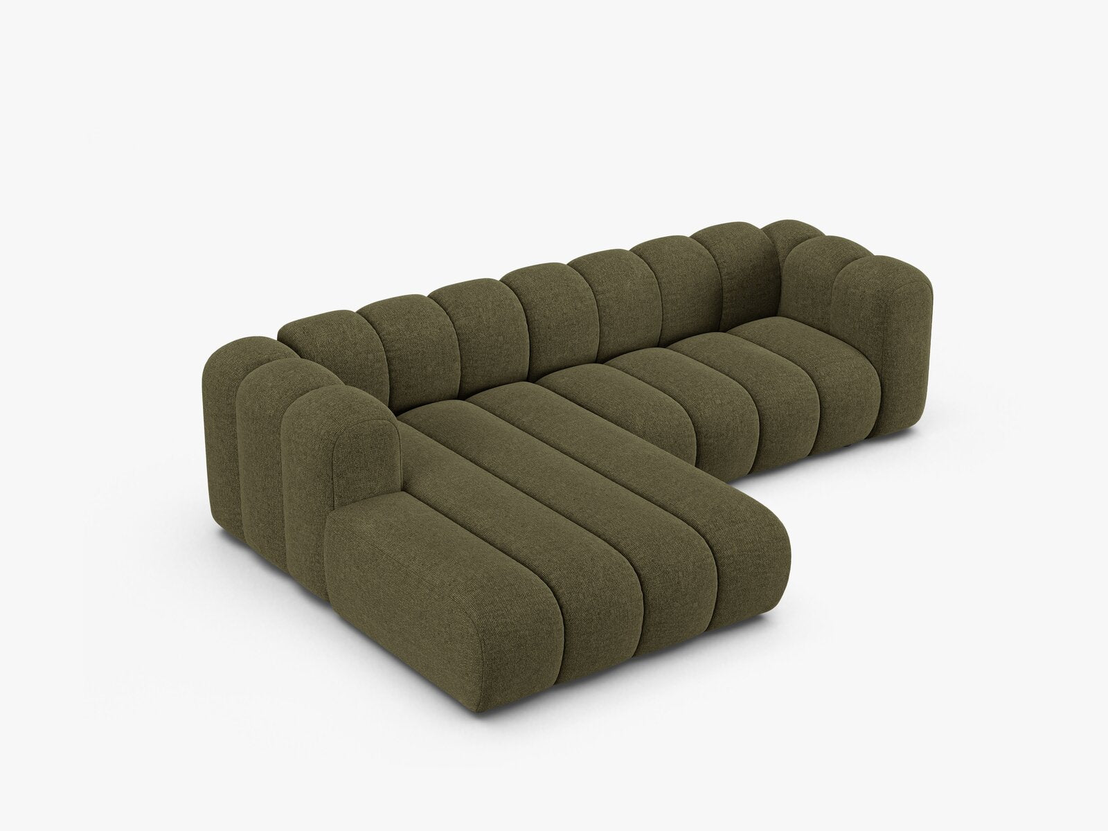 Micadoni Modulares Ecksofa Lupine 4-Sitzer mittelgroß Links Chenille Eden Grün