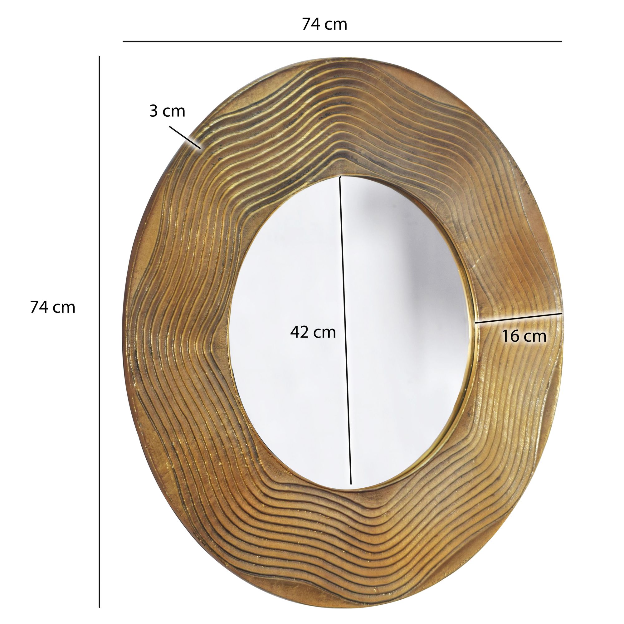 Wandspiegel Hesseng Gold Ø 74 cm