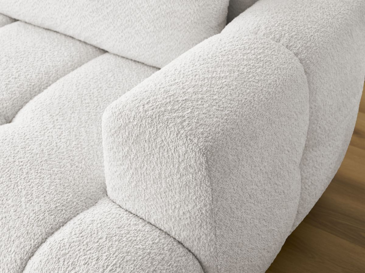 Bobochic Fuji Ecksofa mit Schlaffunktion und Bettkasten 292 × 160 cm Bouclé-Stoff Weiß Ecke links