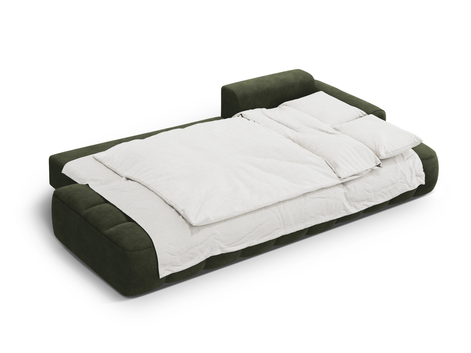 Cosmopolitan Design Ecksofa Linz 3-Sitzer offen mit Schlaffunktion Samt Vogue Grün Rechts