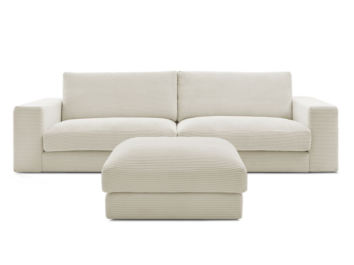 Bobochic Leonard Sofa 4-Sitzer mit Pouf 234 × 109 cm Cordsamt Beige