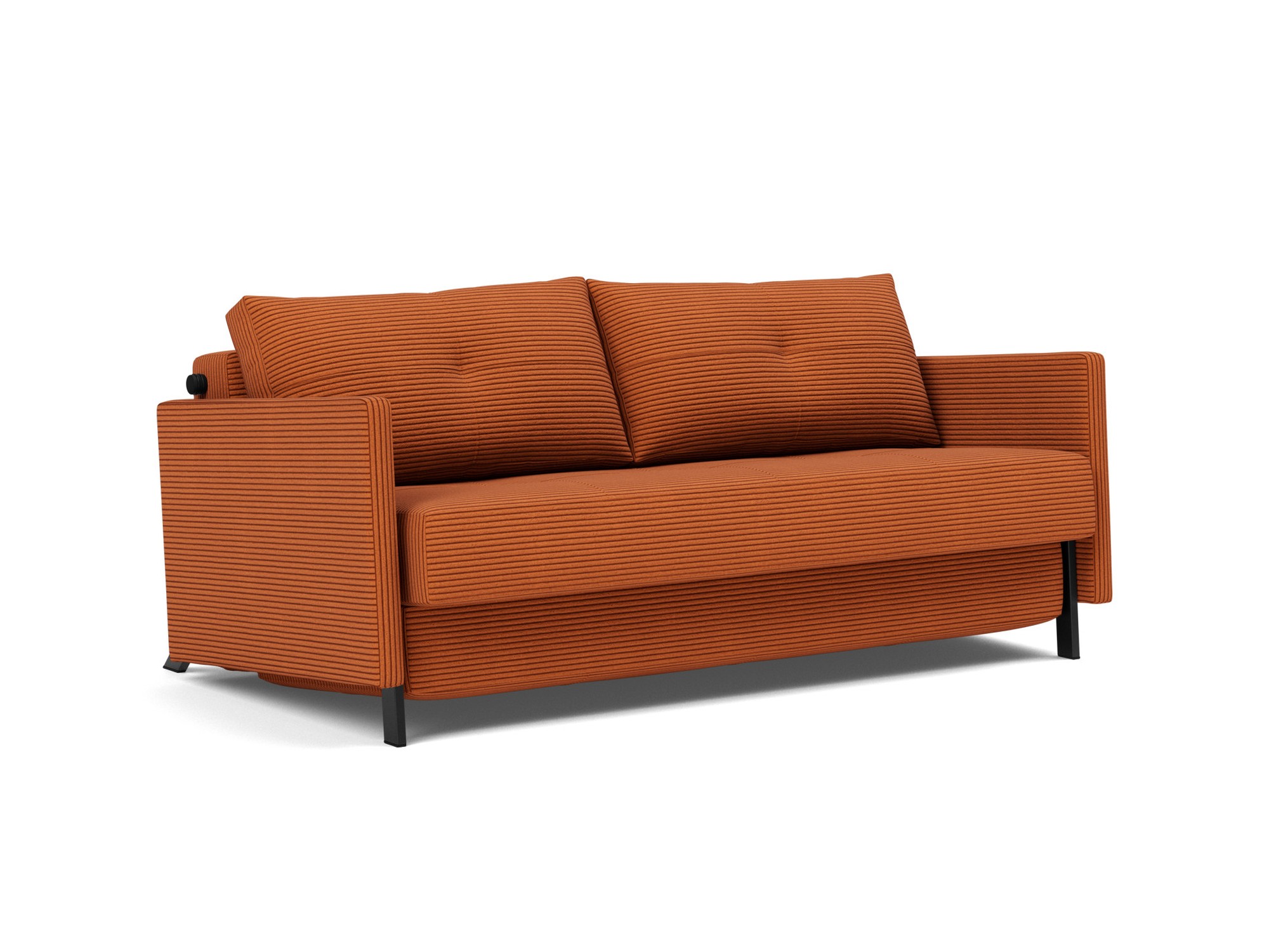 Schlafsofa Cubed mit Armlehnen 160 Kord Corduroy 595-Burnt-Orange