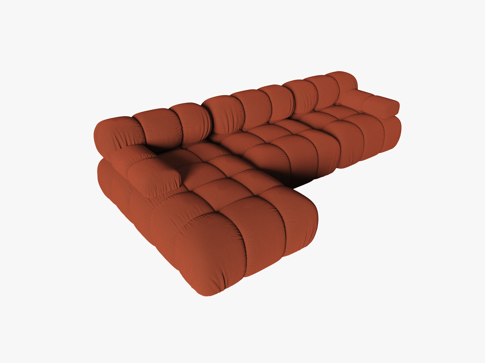 Micadoni Modulares Ecksofa Bellis 4-Sitzer Links 3D-Stoff Sonic Ziegel