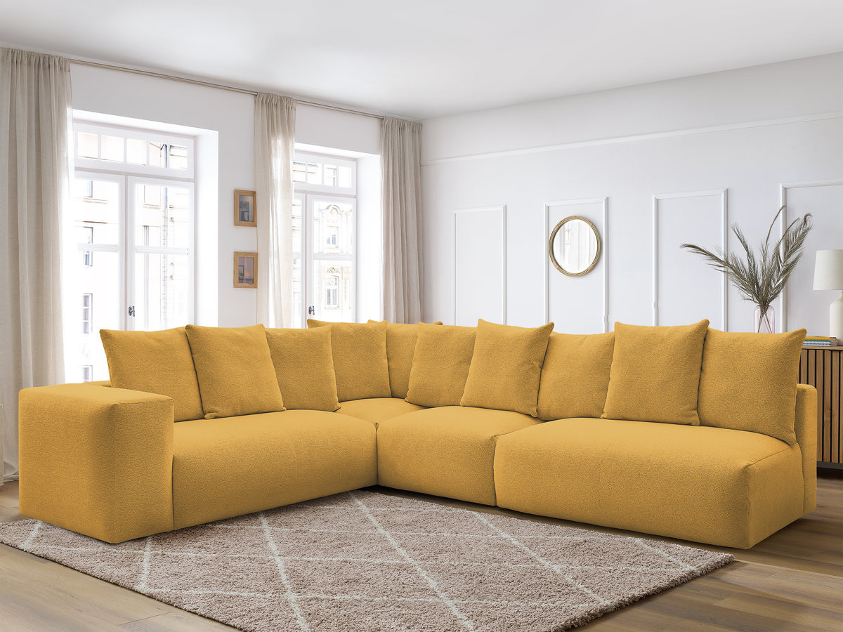 Bobochic Voltaire Ecksofa 322 × 268 cm Melange-Stoff Gelb Ecke links
